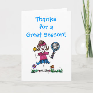 Cartão De Agradecimento Stick Tennis Girl note card with envelope