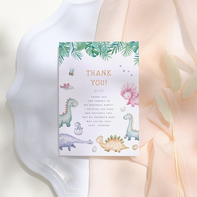 Cartão De Agradecimento Stomp, Chomp & Roar Dinosaur Boys Birthday Party (Criador carregado)