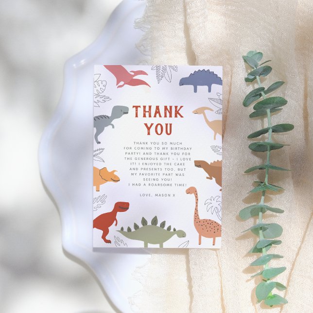 Cartão De Agradecimento Stomp, Chomp, Roar! Festa de aniversário de fotos  (Criador carregado)