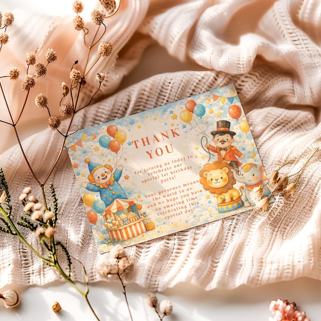 Cartão De Agradecimento Storybook Circus Friends Birthday (Criador carregado)