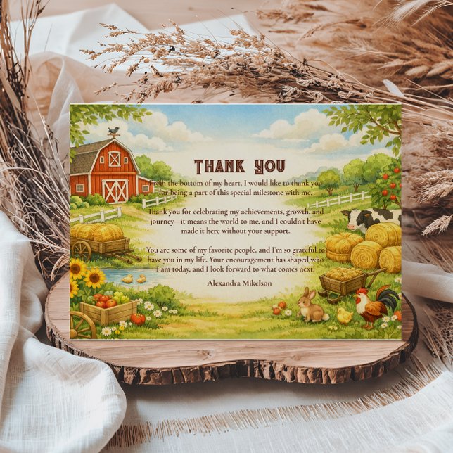 Cartão De Agradecimento Storybook Farmyard Adventure Birthday (Criador carregado)