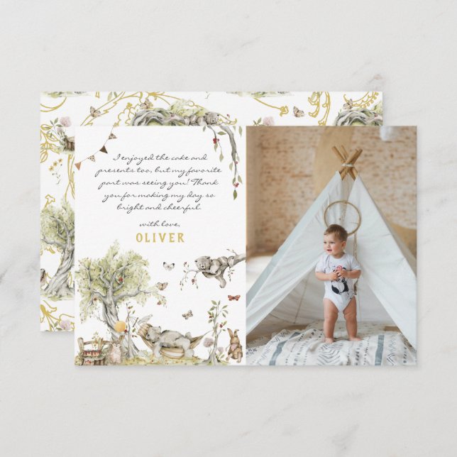 Cartão De Agradecimento Storybook | Florestas florestais | Foto Obrigado (Frente/Verso)