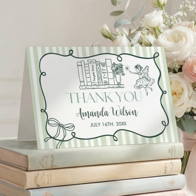 Cartão De Agradecimento Storybook Green Thank You Card (Criador carregado)