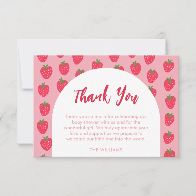Cartão De Agradecimento Strawberry Baby Shower Thank You Card (Frente)