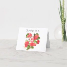 Cartão De Agradecimento Strawberry Berry 1rua Primeiro Aniversário Obrigad