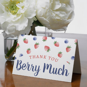 Cartão De Agradecimento Strawberry Blueberry do primeiro aniversario Berry