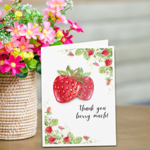 Cartão De Agradecimento Strawberry Obrigado Berry Muitíssimo Card