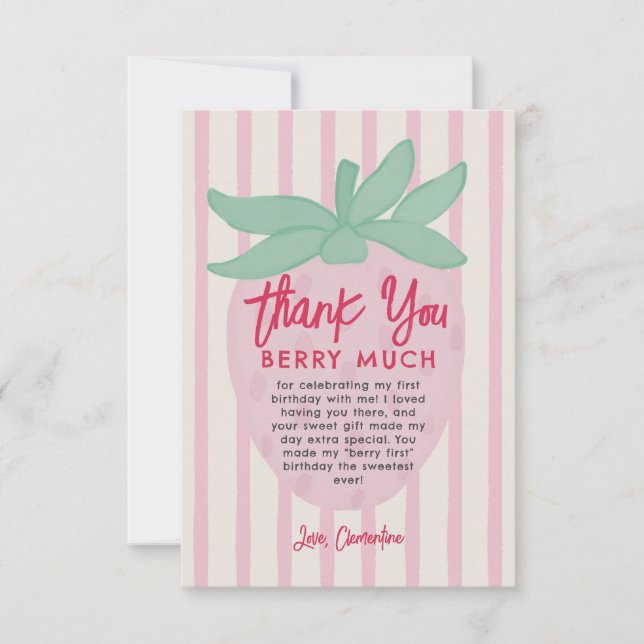 Cartão De Agradecimento Strawberry Thank you Berry Much Thank You Card (Frente)
