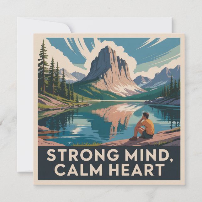 Cartão De Agradecimento Strong Mind, Calm Heart (Frente)