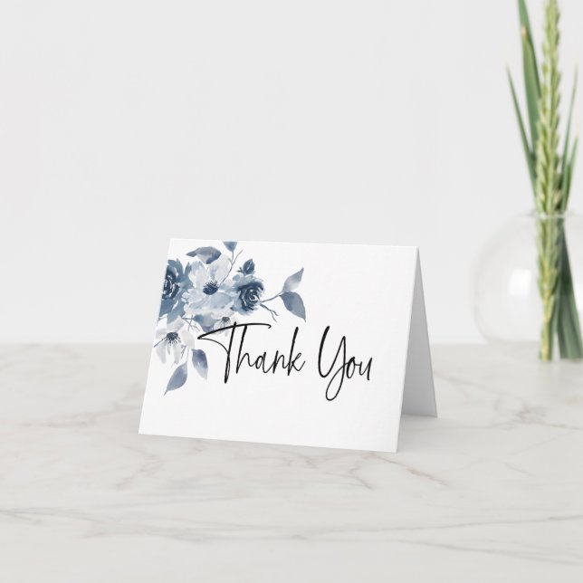 Cartão De Agradecimento Stunning Blue Watercolor Thank You Card (Frente)