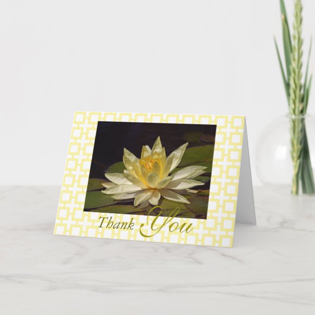 Cartão De Agradecimento Stunning Yellow White Lotus Blossom Thank You (Frente)