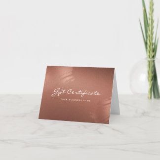 Cartão De Agradecimento Stylish Bronze Business Gift Certificate Card