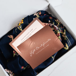 Cartão De Agradecimento Stylish Bronze Business Gift Certificate Card