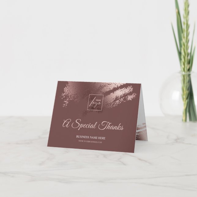 Cartão De Agradecimento Stylish Bronze Special Thanks Business Gift Card (Frente)