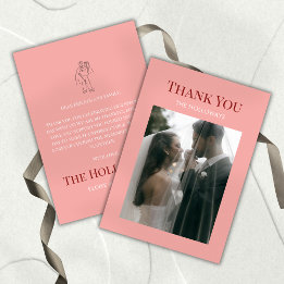 Cartão De Agradecimento Stylish Contemporary Pink Flat Thank You Card