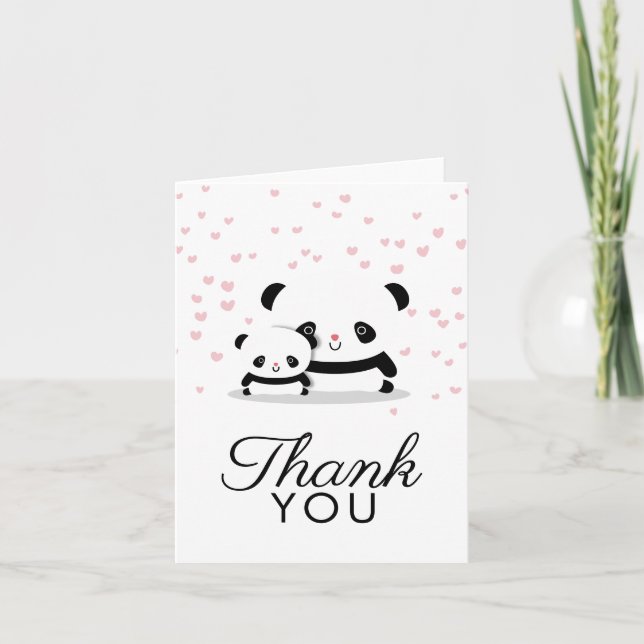 Cartão De Agradecimento Stylish Cute Panda Bear Thank You Note Card (Frente)