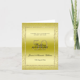 Cartão De Agradecimento Stylish Gold Confetti 50th Wedding Thank You