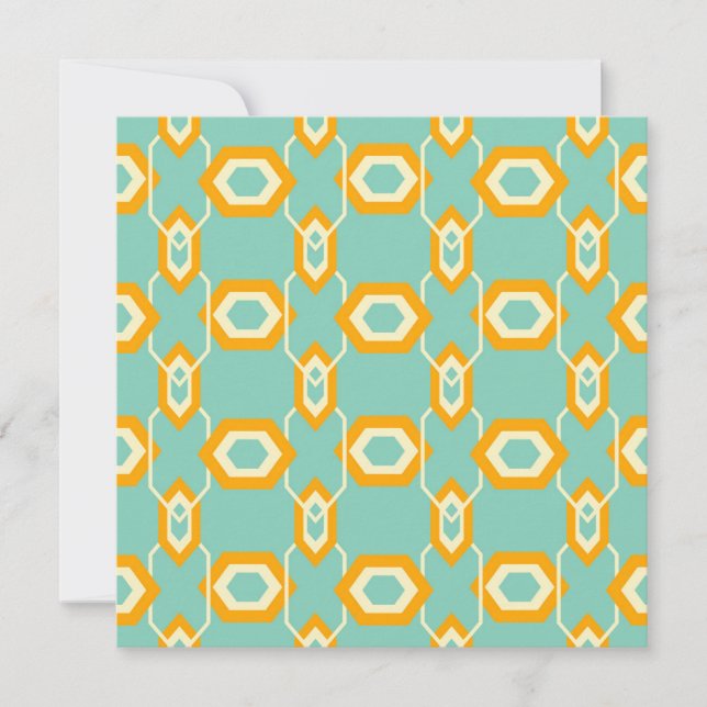 Cartão De Agradecimento Stylized geometric pattern in bold orange hexagon (Frente)