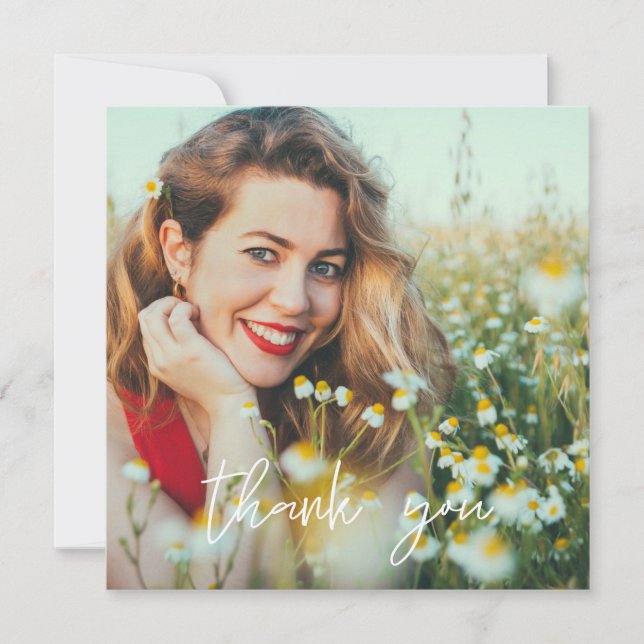 Cartão De Agradecimento Sua Formatação De Fotos Que Obrigado WhiteV2 Squar (Frente)