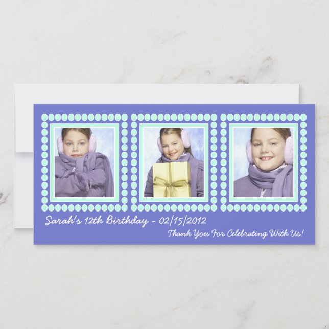 Cartão De Agradecimento Sua foto na diva roxa do aniversário das luzes (Frente)