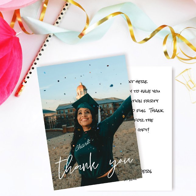 Cartão De Agradecimento Sua Graduação De Fotos Que Obrigado White V2 (Criador carregado)