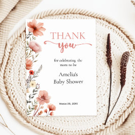 Cartão De Agradecimento Suave Flor de Bebê em Flor Rosa Claro