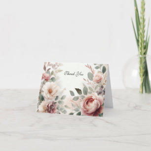 Cartão De Agradecimento Suave Serenata Floral de Peônia e Rosa Blush