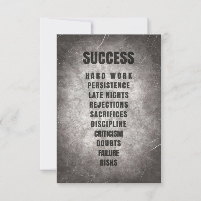 Cartão De Agradecimento Success Hard Work Discipline (Frente)