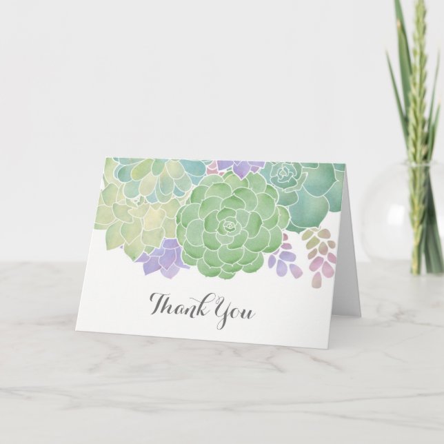 Cartão De Agradecimento Succulent Bouquet Elegant Thank You Card (Frente)
