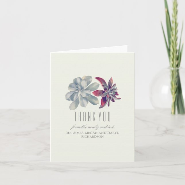 Cartão De Agradecimento Succulents que Wedding o obrigado você (Frente)
