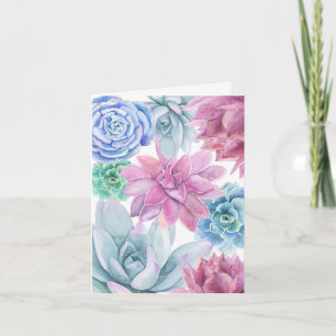 Cartão De Agradecimento Suculentas Moderno Chic Branco Floral Chic Obrigad