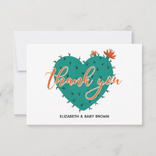 Cartão De Agradecimento Suculento Heart BabyShower Flat Obrigado