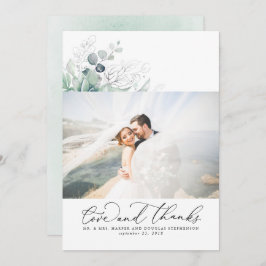 Cartão De Agradecimento Suculentos Casamento Silver Greenery Obrigado