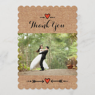 Cartão De Agradecimento Suecas e setas cor-de-rosa Burlap Obrigado - B3