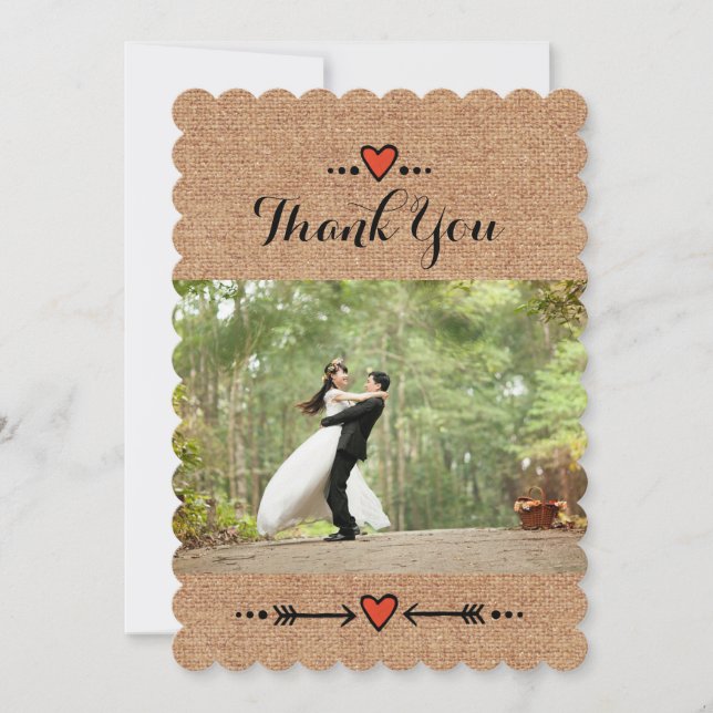 Cartão De Agradecimento Suecas e setas cor-de-rosa Burlap Obrigado - B3 (Frente)