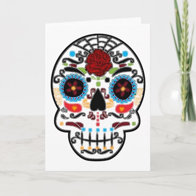 Cartão De Agradecimento Sugar Skull Wedding Thank You Fold Card (Frente)