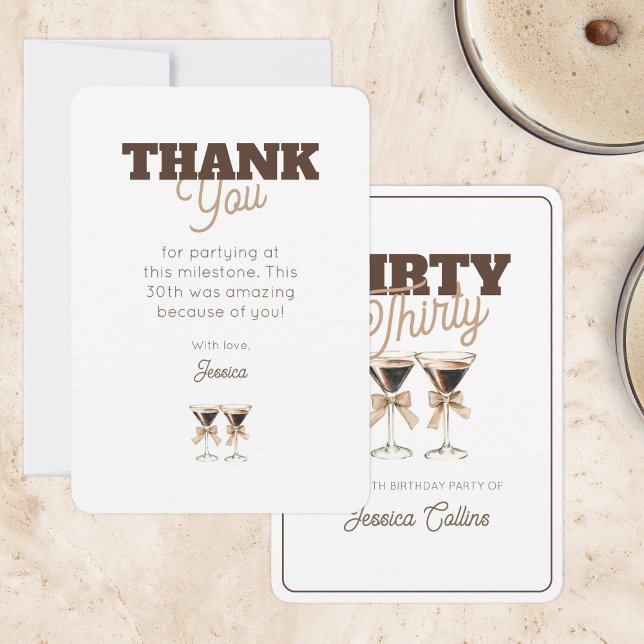 Cartão De Agradecimento Suja Trinta Coctail Espresso Martini 30 Aniversári (Dirty Thirty Coctail Espresso Martini 30 Birthday Thank You Card)
