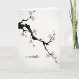 Cartão De Agradecimento Sumi-E Ink | Cherry Blossom | Thank You Card