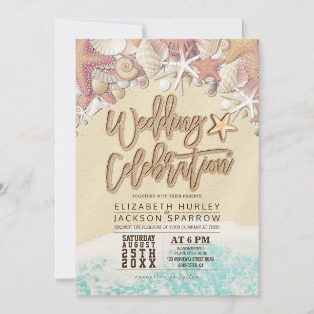 Cartão De Agradecimento Summer Sandy Beach Chá de panela Starfish (Frente)