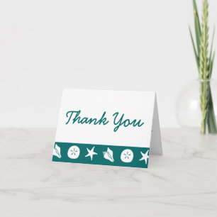 Cartão De Agradecimento Summer Seashells in Teal Thank You Card