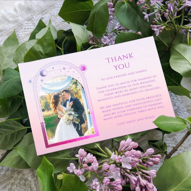 Cartão De Agradecimento Sun Moon Rosa Rosa Mística Mística Estrelas Foto C (Criador carregado)