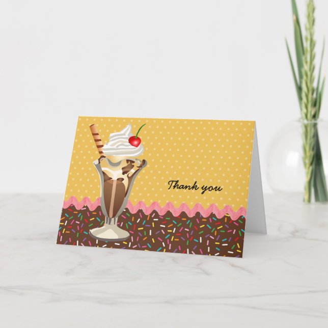 Cartão De Agradecimento Sundae * escolher cor de fundo (Frente)