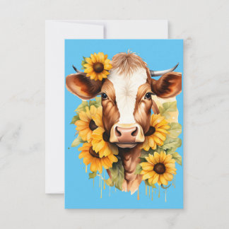 Cartão De Agradecimento Sunflower Cow Thank You Card