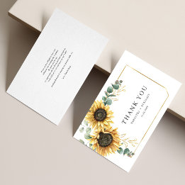 Cartão De Agradecimento Sunflower Eucalyptus Botanical Floral Wedding