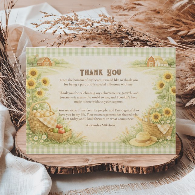 Cartão De Agradecimento Sunflower Farm Storybook Kids Birthday (Criador carregado)