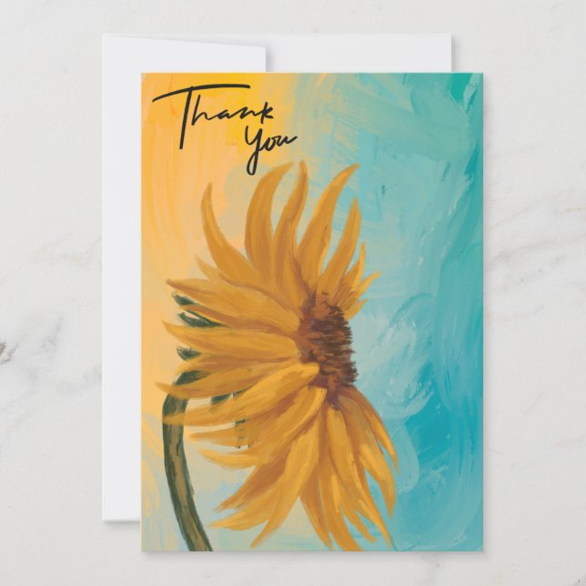 Cartão De Agradecimento Sunflower Floral Thank You Card  (Frente)