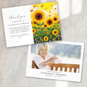 Cartão De Agradecimento Sunflower Photo Sympathy Funeral Memorial