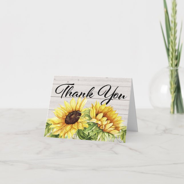 Cartão De Agradecimento Sunflower Thank You or Blank Note (Frente)