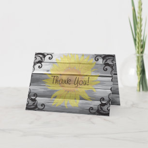 Cartão de Agradecimento Sunflowers Barn Wood Colle