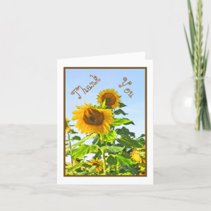 CARTÃO DE AGRADECIMENTO SUNFLOWERS/OBRIGADO/TEXTO PERSONALIZÁVEL